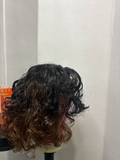 Curly Ombre Wig – Black to Bronze 12 Inch