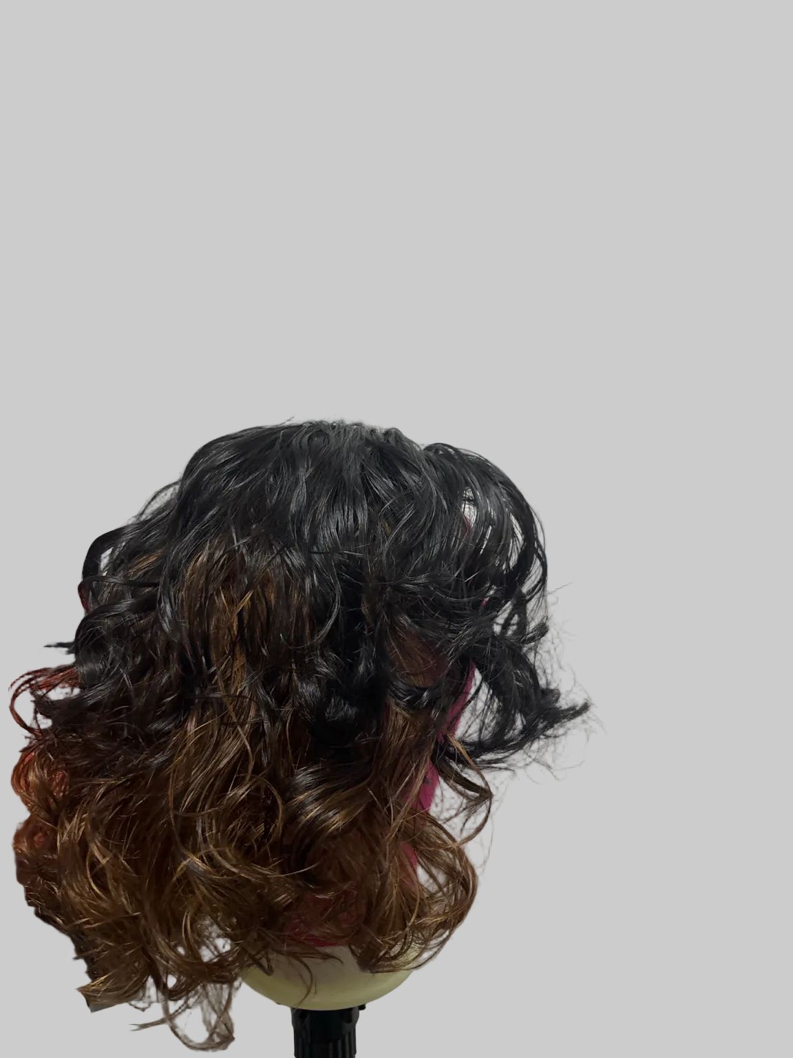 Curly Ombre Wig – Black to Bronze 12 Inch