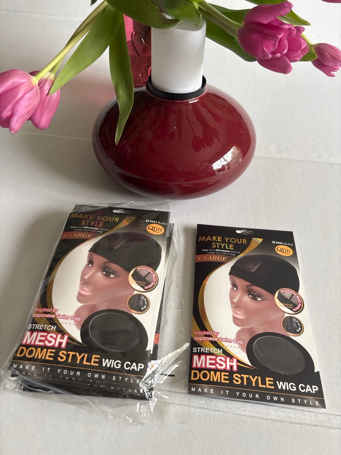 Qfitt Stretch Mesh Dome Style Wig Cap - Black X-Large