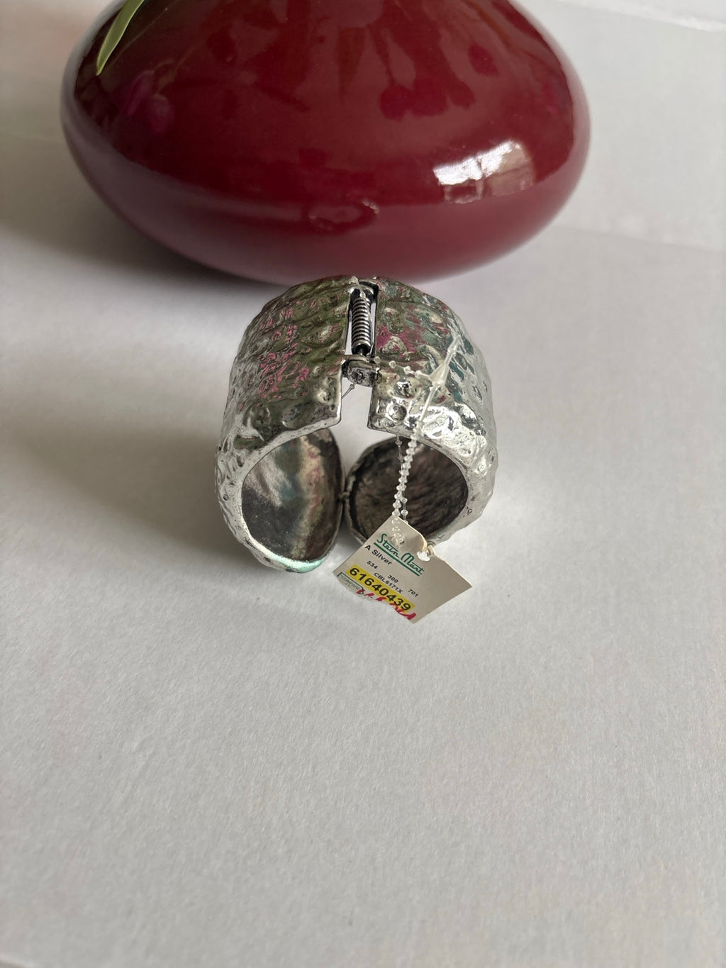 Silver Tone Hammered Cuff Bracelet Statement Jewelry