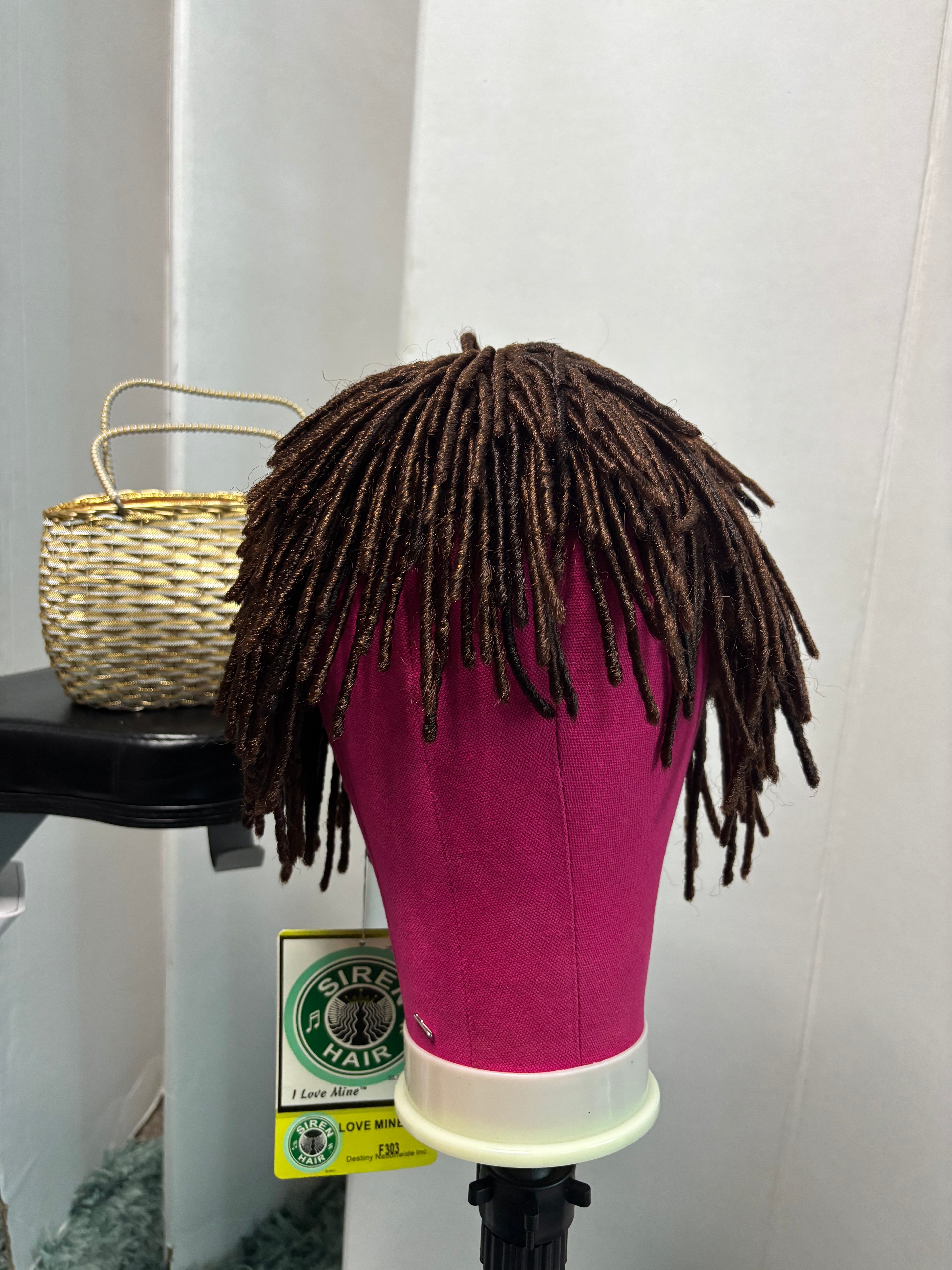 Brown Faux Loc Bob Wig – 10 Inch