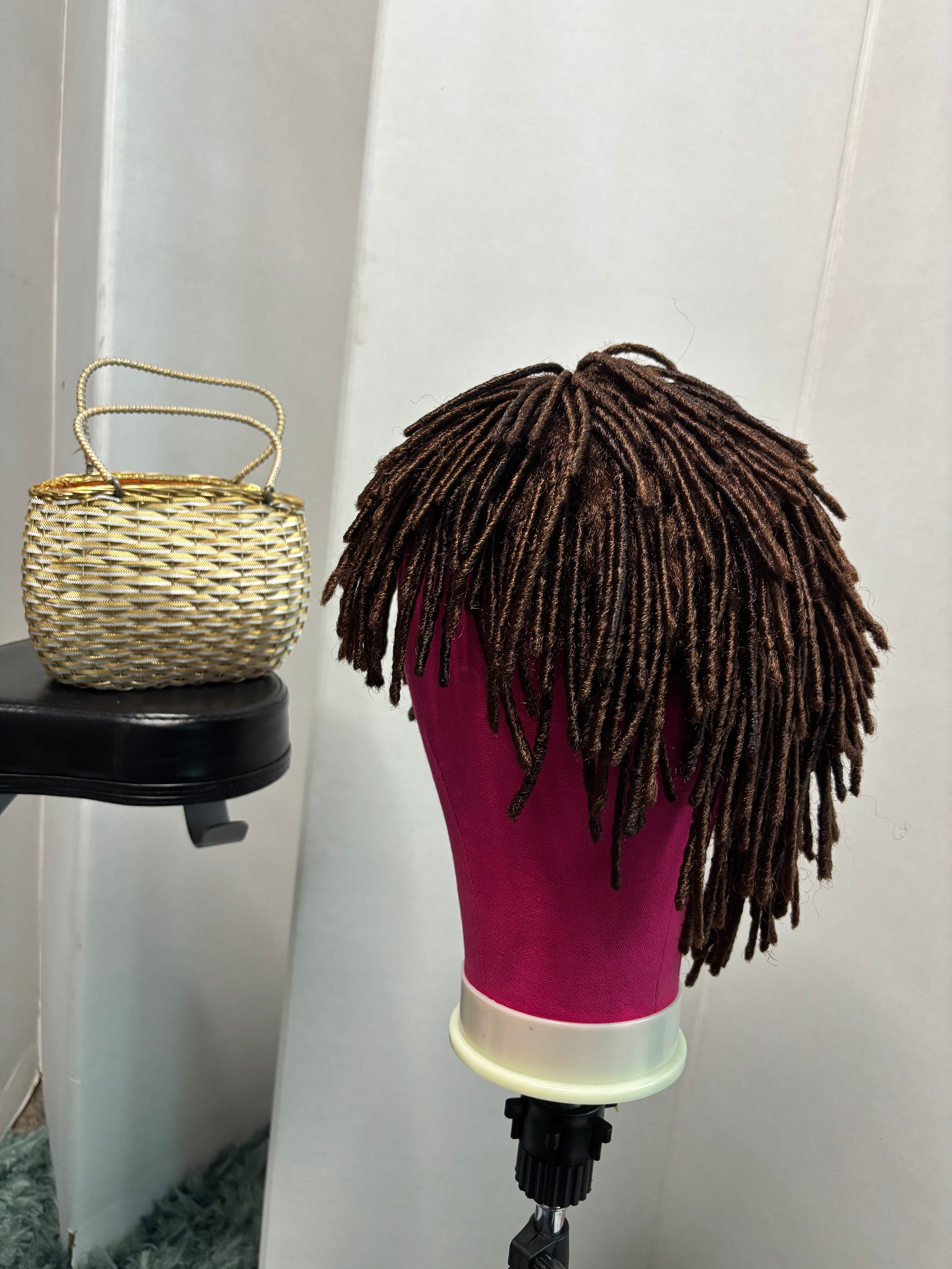Brown Faux Loc Bob Wig – 10 Inch