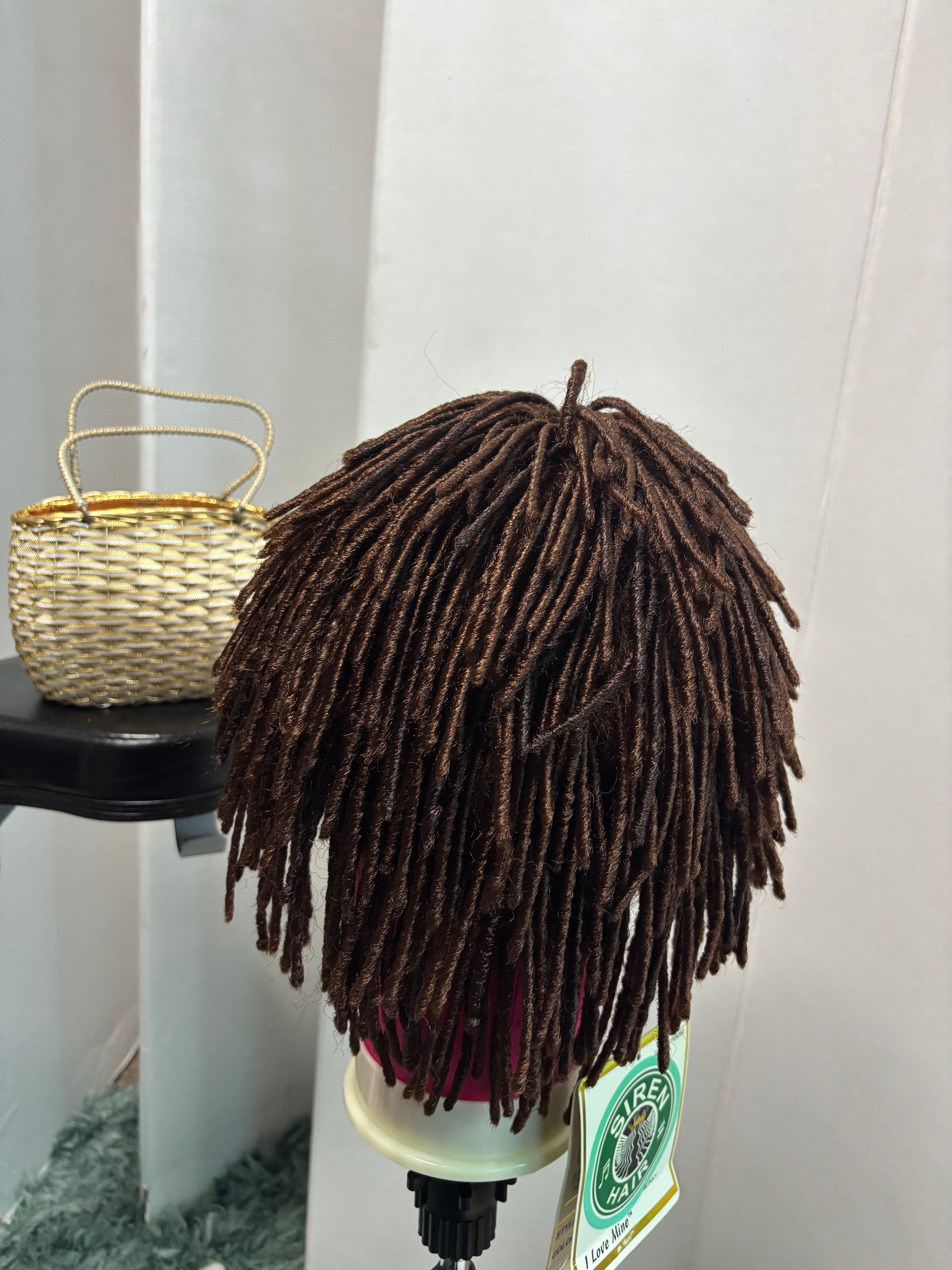 Brown Faux Loc Bob Wig – 10 Inch