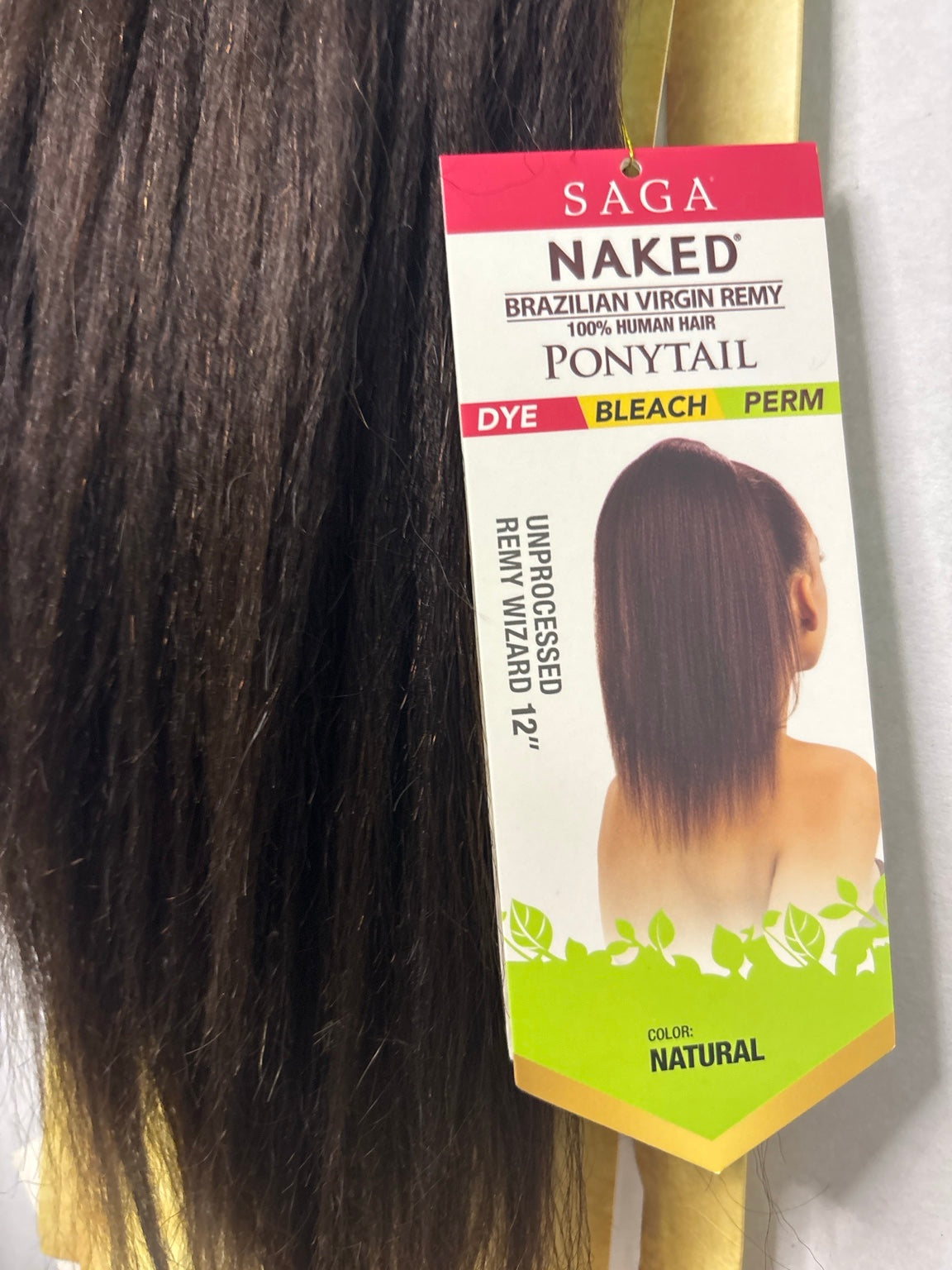 Saga Naked Brazilian Virgin Remy Ponytail – 12 Inch Human Hair