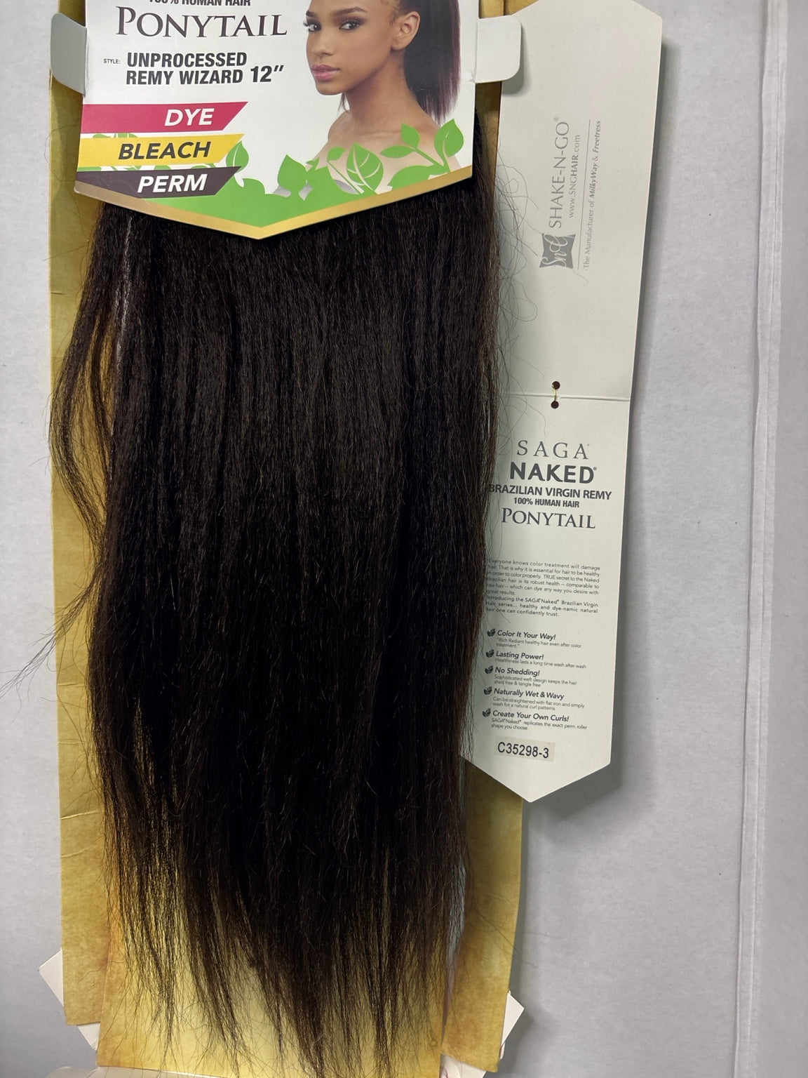 Saga Naked Brazilian Virgin Remy Ponytail – 12 Inch Human Hair