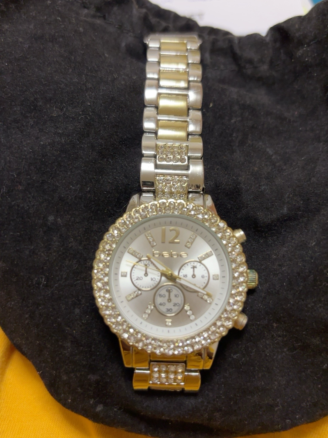 BEBE Two-Tone Gold & Silver Crystal Watch
